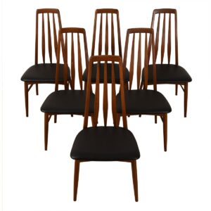 Walnut Set of 6 Koefoeds Hornslet Danish Modern Side Dining Chairs