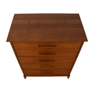 Walnut Mid-Century Pair of Tall Solid Dressers w/ Graduated Drawers