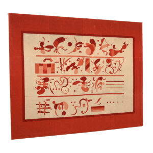 Museum-quality Needlepoint Art Piece Featuring Modernist Hieroglyphs