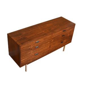 Rosewood 6 Drawer Dresser w/ Chrome Legs