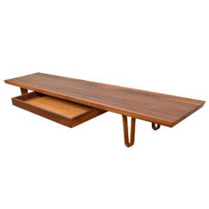 Super “Long-John” 84″ Coffee Table / Bench with Drawer by Edward Wormley for Dunbar
