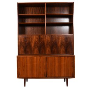 Danish Rosewood 2-Piece Secretary / Display / Sliding Door Cabinet