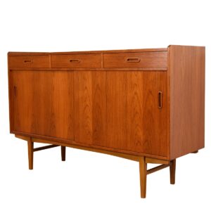 Mid-Height Danish Modern Teak Buffet / Server / Bar Cabinet