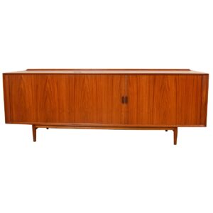 Arne Vodder 84″ Multi-Functional Stereo Media Cabinet / Tambour Door Sideboard
