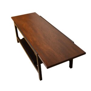 Dunbar Walnut & Black Lacquer Coffee Table w/ Shelf