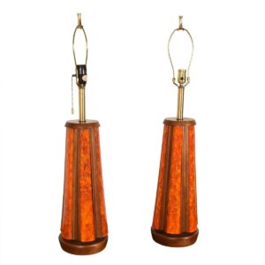 Pair of Stunning Designer Table Lamps in Enamel