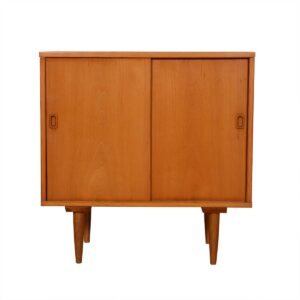 Compact Mid Century Sliding Door Media Cabinet / Bar
