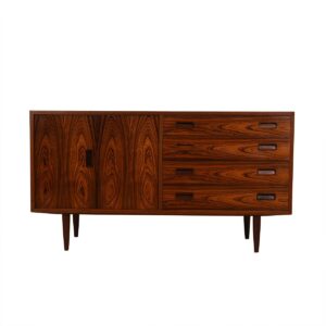Danish Modern Rosewood 4 Drawer Media Cabinet w/ Bi-Fold Door.