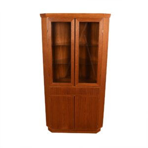Danish Teak Lighted CORNER Display / Storage Cabinet