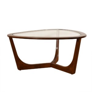 Walnut 3-Sided Glass Top Coffee Table