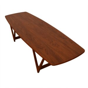 Danish Teak Bowed Shape “V-Leg” Coffee Table