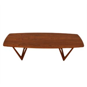Danish Teak Bowed Shape “V-Leg” Coffee Table