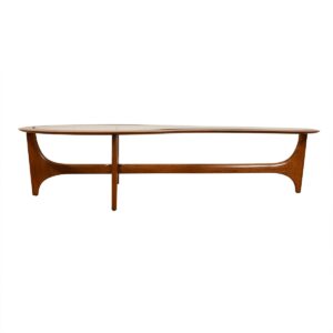 Amoeba Walnut Inset Glass Top Coffee Table by Adrian Pearsall