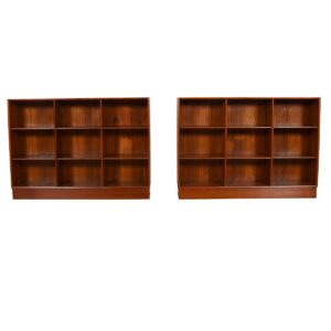 Pair of Solid Teak Danish Bookcases by Peter Hvidt – Rare Size