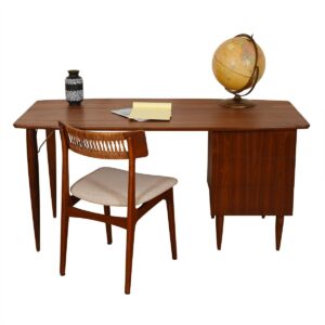 Mid Century Modern Walnut Bowed-Top Desk