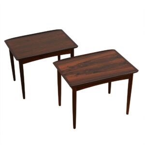 Pair of Danish Rosewood Raised Edge Accent / Side Tables