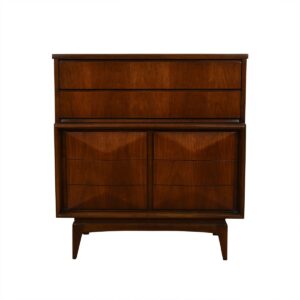 Mid Century Tall Walnut ‘Diamond’ Dresser / Chest