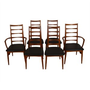 Danish Teak Set of 6 (2 Arm + 4 Side) Dining Chairs by Koefoeds Hornslet