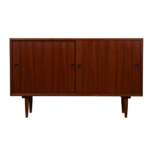 53″ Danish Modern Teak Sliding Door Credenza