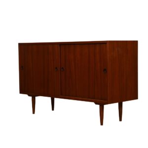 53″ Danish Modern Teak Sliding Door Credenza