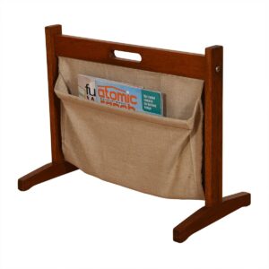 Danish Modern Teak + Canvas Magazine Rack
