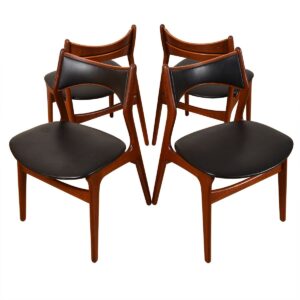 Seldom-Seen Set of 4 Early Danish Teak Erik Buch Dining Chairs