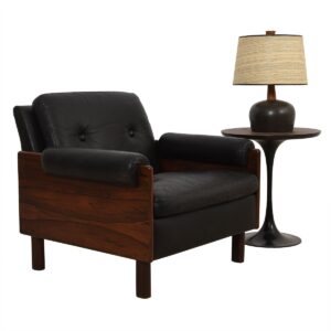 Danish Modern Rosewood & Black Leather Lounge Chair