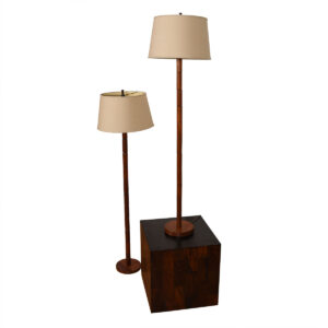 Pair of Teak Floor Lamps with Stacked Nodule Design