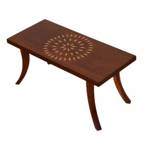 Solid Redwood Accent Table w/ Blonde ‘Diamond’ Accents
