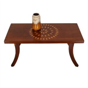 Solid Redwood Accent Table w/ Blonde ‘Diamond’ Accents