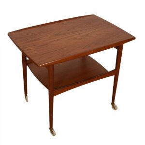 Danish Modern Teak Rolling Serving / Bar Cart
