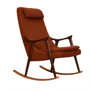 Danish Modern Teak ‘Burnt Orange’ Rocking Chair