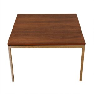 Mid Century Walnut + Chrome Accent Table by Knoll