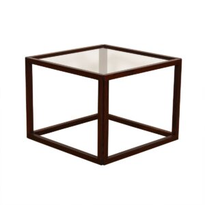 Rosewood Danish Square Glass Top Accent Table.