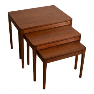 Set of 3 Drexel Mid Century Walnut Nesting Tables