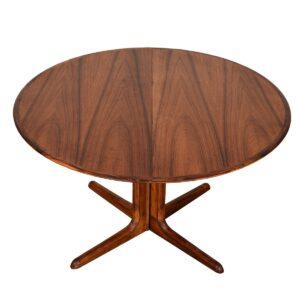 Danish Rosewood Expanding Round Pedestal Dining Table