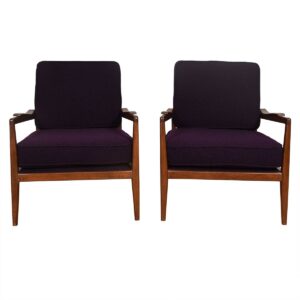 Pair of Edmond Spence Mid Century Modern Walnut Club Chairs