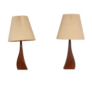 Rare Pair of Teak Lamps by Johannes Aasbjerg, Denmark