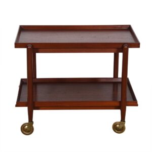 Early Danish Teak Expanding Bar Cart with Removable Tray