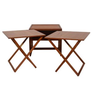 Danish Teak Accent Table w/ 2 Folding Tray Tables.