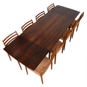 Danish Rosewood Concave Edge Expanding Dining Table
