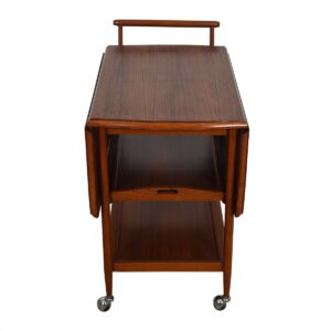 Mid Century Modern Expanding Drop-Leaf Rolling Bar Cart