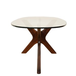 Adrian Pearsall Walnut Coffee Table w/ Oval Glass Top.