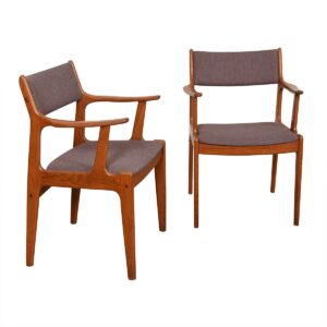 Danish Modern Teak Pair of Dining / Accent Arm Chairs
