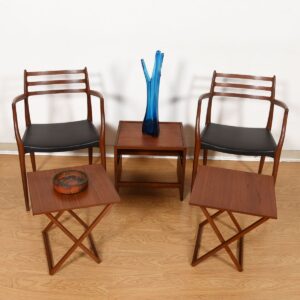 Danish Teak Accent Table w/ 2 Folding Tray Tables.