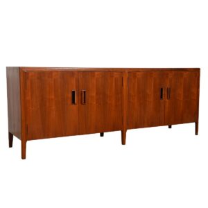 Brown Saltman American Modernist Walnut 2 Piece Display / Storage Cabinet