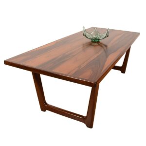 Danish Modern Rosewood Sleigh-Leg Coffee Table.