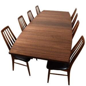 MCM Walnut Colossal Expanding Bowed Shaped Dining Table.