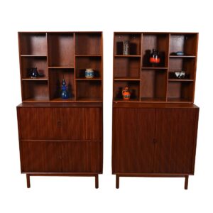 Solid Teak Tambour Door Cabinet by Peter Hvidt for Søborg Møbler