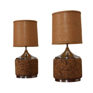 Pair of Cork and Chrome Lamps